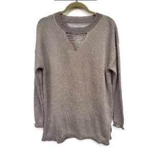 LANE Bryant Sweater Shredded Neck Metallic-Like Silver Size 18/20 EUC!